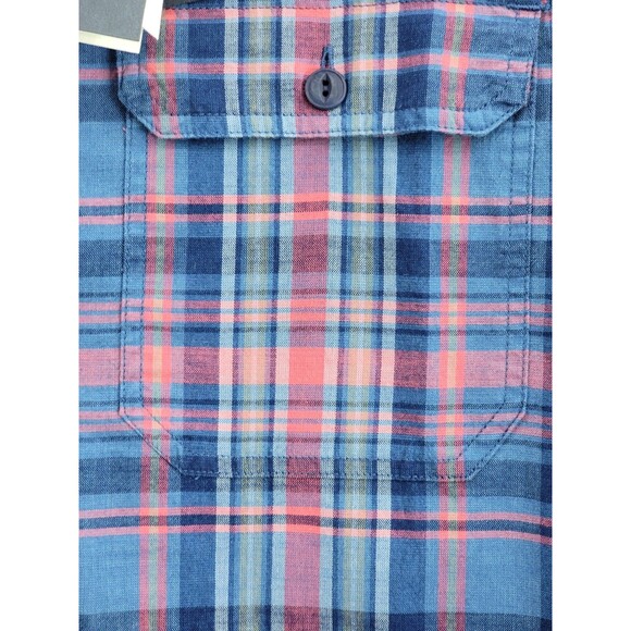 VINEYARD VINES Men's S Indigo‎ Plaid Stretch Cotton Short-Sleeve Dockman Shirt - Picture 2 of 8